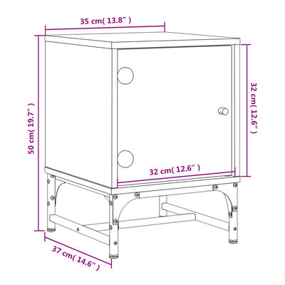 vidaXL Nachtkastjes met glazen deuren 2 st 35x37x50 cm zwart