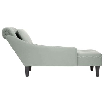 vidaXL Chaise longue met kussen & rechterarmleuning fluweel lichtgrijs