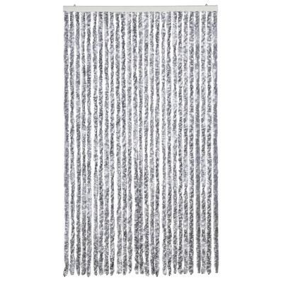 vidaXL Vliegengordijn 118x220 cm chenille wit en grijs