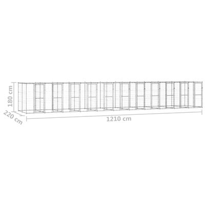 vidaXL Hondenkennel met dak 26,62 m² gegalvaniseerd staal