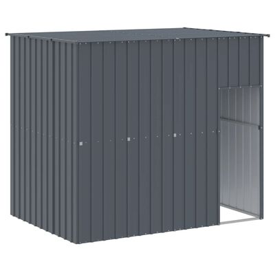 vidaXL Hondenhok met ren 214x1069x181 cm staal antraciet