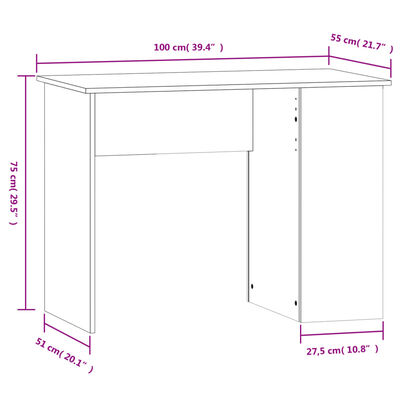 vidaXL Bureau 100x55x75 cm bewerkt hout grijs sonoma eikenkleurig