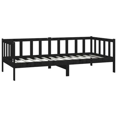 vidaXL Bedbank massief grenenhout zwart 90x200 cm