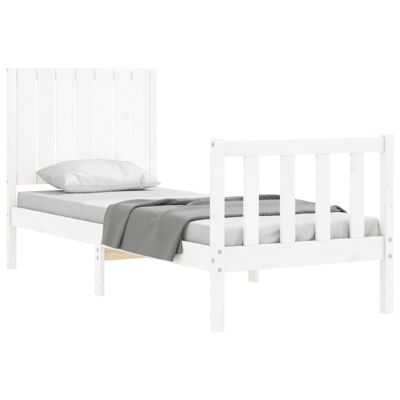 vidaXL Bedframe met hoofdbord massief hout wit