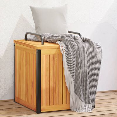 vidaXL Kussenbox 45x45x45/53 cm massief acaciahout en staal