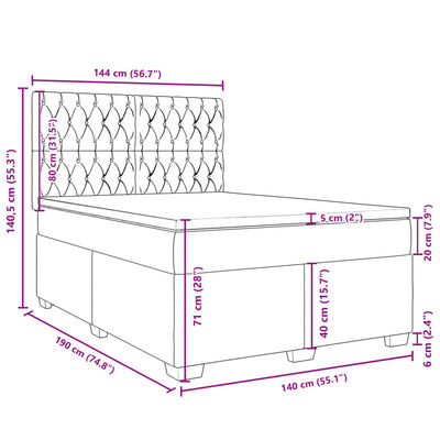 vidaXL Boxspring met matras fluweel donkergroen 140x190 cm