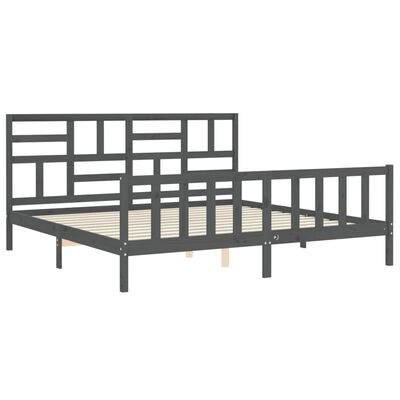 vidaXL Bedframe met hoofdbord massief hout grijs 200x200 cm