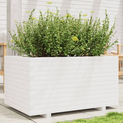 vidaXL Plantenbak 90x60x49,5 cm massief grenenhout wit