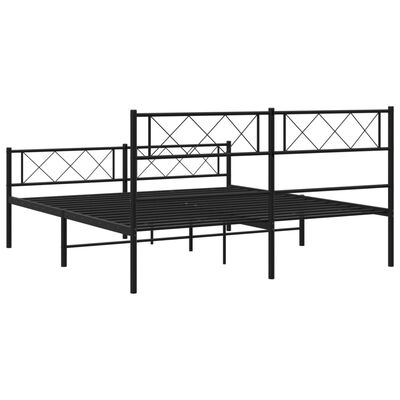 vidaXL Bedframe met hoofd- en voeteneinde metaal zwart 140x190 cm