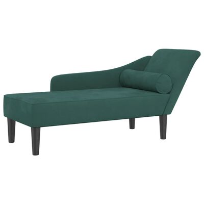 vidaXL Chaise longue met kussens fluweel donkergroen