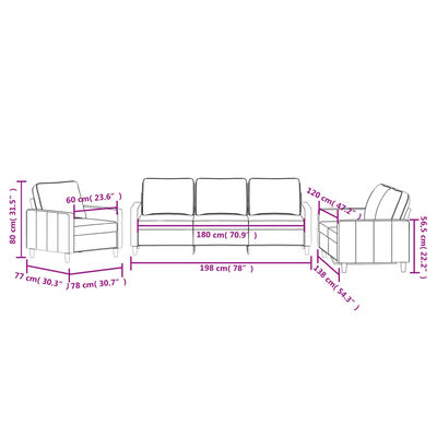 vidaXL 3-delige Loungeset met kussens fluweel donkergrijs