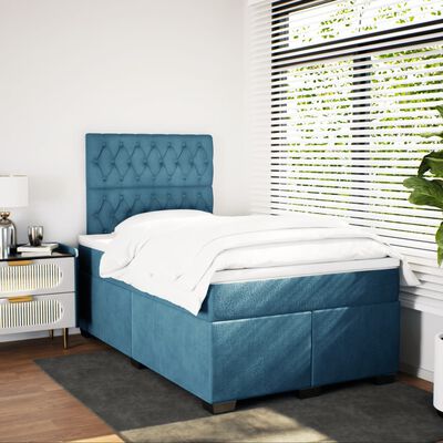 vidaXL Boxspring met matras fluweel blauw 120x190 cm