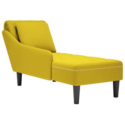 vidaXL Chaise longue met kussen en rechterarmleuning fluweel geel