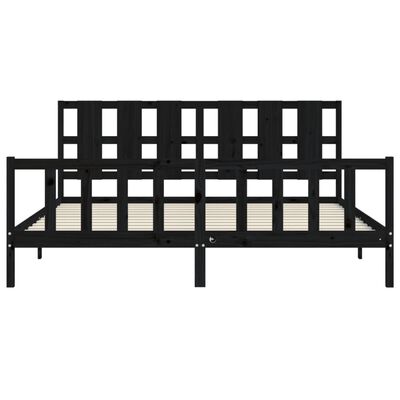 vidaXL Bedframe met hoofdbord massief hout zwart 180x200 cm