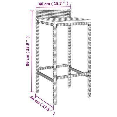 vidaXL 3-delige Tuinbarset poly rattan en massief acaciahout zwart