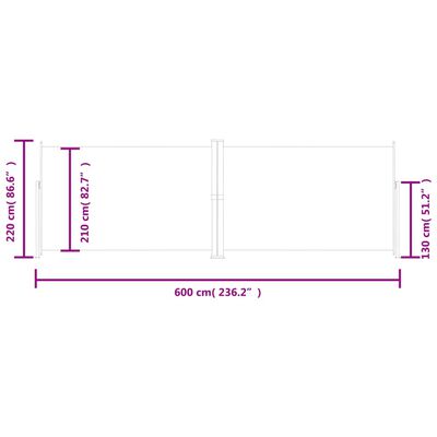 vidaXL Windscherm uittrekbaar 220x600 cm zwart