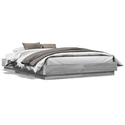 vidaXL Bedframe met LED-verlichting grijs sonoma eikenkleur 140x190 cm