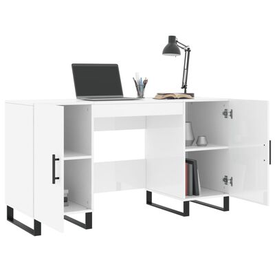 vidaXL Bureau 140x50x75 cm bewerkt hout hoogglans wit