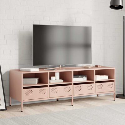 vidaXL Tv-meubel 135x39x43,5 cm koudgewalst staal roze