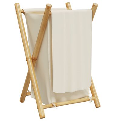 vidaXL Wasmand 41,5x36x63,5 cm bamboe crèmewit