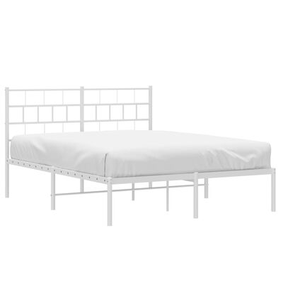 vidaXL Bedframe met hoofdbord metaal wit 120x200 cm