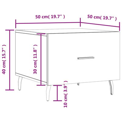 vidaXL Salontafel 50x50x40 cm bewerkt hout grijs sonoma eiken