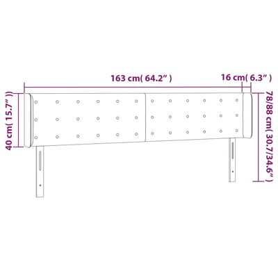 vidaXL Hoofdbord LED 163x16x78/88 cm stof donkergrijs