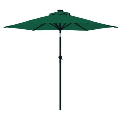 vidaXL Parasol met LED's en stalen paal 225x225x212 cm groen