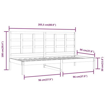 vidaXL Slaapbank zonder matras 90x200 cm massief grenenhout wit