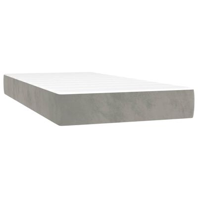 vidaXL Boxspring met matras fluweel lichtgrijs 80x200 cm