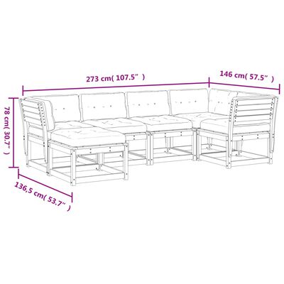 vidaXL 6-delige Loungeset met kussens massief douglashout