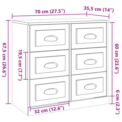 vidaXL Dressoir 70x35,5x67,5 cm bewerkt hout sonoma eikenkleurig