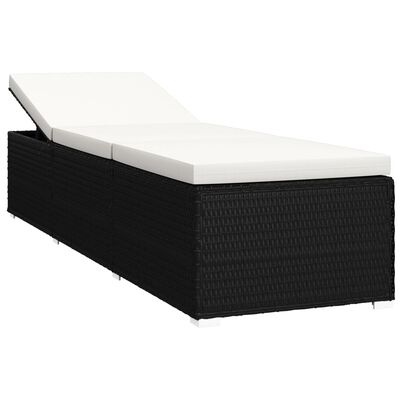 vidaXL Ligbed met kussen en salontafel poly rattan zwart