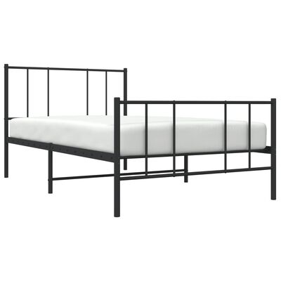 vidaXL Bedframe met hoofd- en voeteneinde metaal zwart 90x190 cm