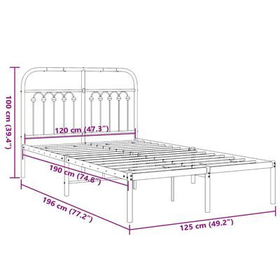 vidaXL Bedframe met hoofdbord metaal wit 120x190 cm