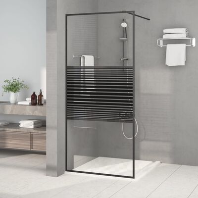 vidaXL Inloopdouchewand 90x195 cm transparant ESG-glas zwart