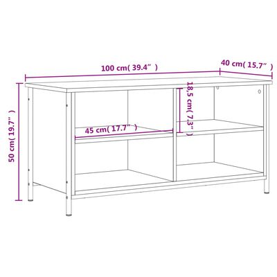 vidaXL Tv-meubel 100x40x50 cm bewerkt hout grijs sonoma eikenkleurig