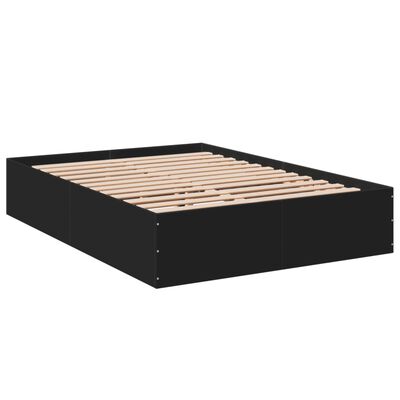 vidaXL Bedframe bewerkt hout zwart 135x190 cm