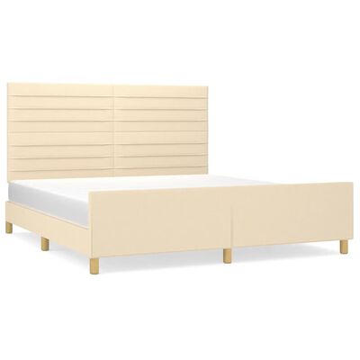 vidaXL Bedframe zonder matras stof crèmekleurig 160x200 cm