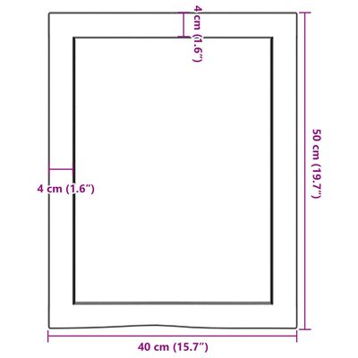 vidaXL Wastafelblad 40x50x(2-6) cm behandeld massief hout lichtbruin