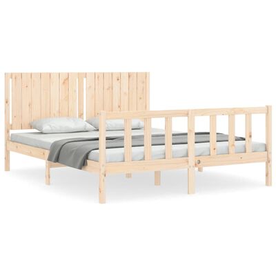 vidaXL Bedframe met hoofdbord massief hout 160x200 cm