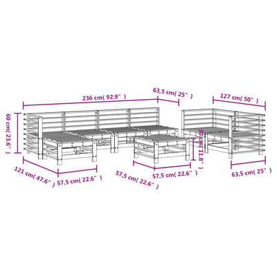 vidaXL 8-delige Loungeset massief grenenhout honingbruin