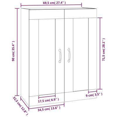 vidaXL Hangkast 69,5x32,5x90 cm gerookt eikenkleurig