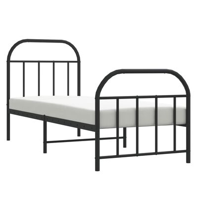 vidaXL Bedframe met hoofd- en voeteneinde metaal zwart 75x190 cm