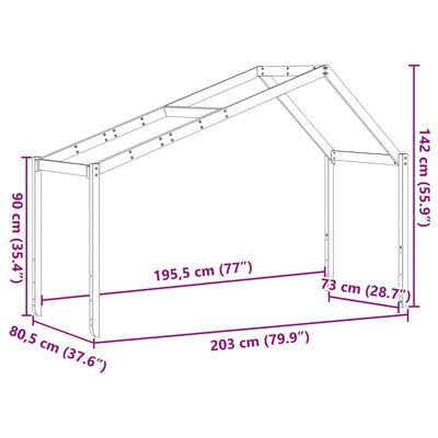 vidaXL Kinderbedhuisje 203x80,5x142 cm massief grenenhout wasbruin