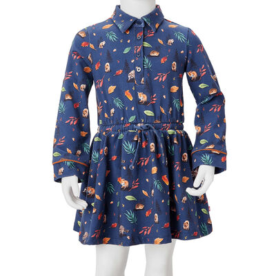 Kinderjurk met lange mouwen 104 marineblauw