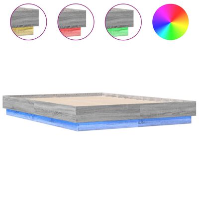 vidaXL Bedframe met LED-verlichting grijs sonoma eikenkleur 140x190 cm