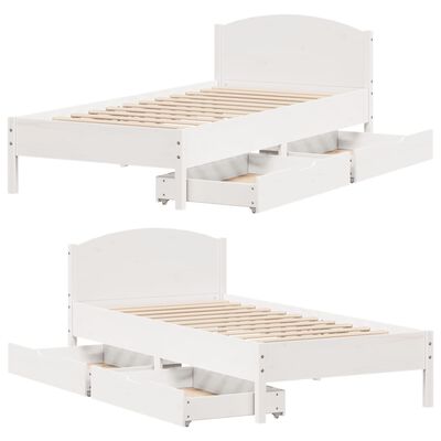 vidaXL Bedframe zonder matras massief grenenhout wit 90x200 cm