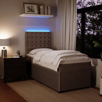 vidaXL Boxspring met matras fluweel lichtgrijs 90x200 cm