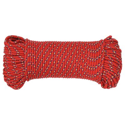 vidaXL Boottouw 3 mm 100 m polypropyleen rood